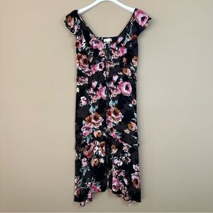 Band of Gypsies Women M Dress Black Floral Cottagecore Boho Babydoll Ruffle
